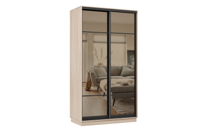 Шкаф-купе Премьер 04 (11ЗБ;11ЗБ) фасады зеркало бронза/двухдверный/Профиль чёрный муар