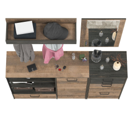 Комод с дверкой с высокой тумбой для обуви с зеркалом и вешалкой Трувор