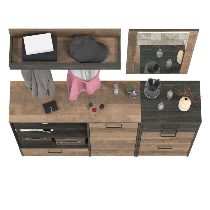 Прихожие, Комод с дверкой с высокой тумбой для обуви с зеркалом и вешалкой Трувор