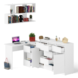 Угловой стол компьютерный Мори МС-16 правый с комодом МК1200.4 и открытой книжной полкой
