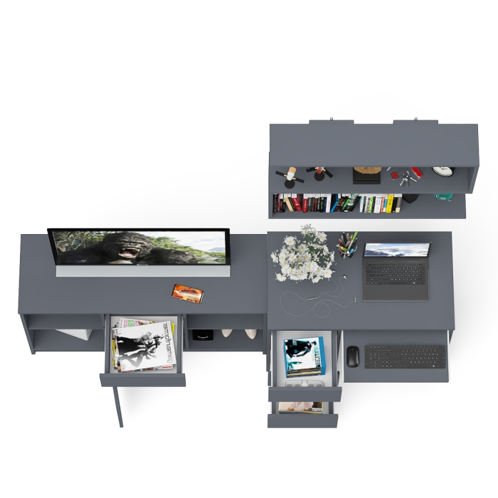 Прямые компьютерные столы, Тумба Мори МТВ1204.1 с компьютерным столом МС-6 левый и полкой 900