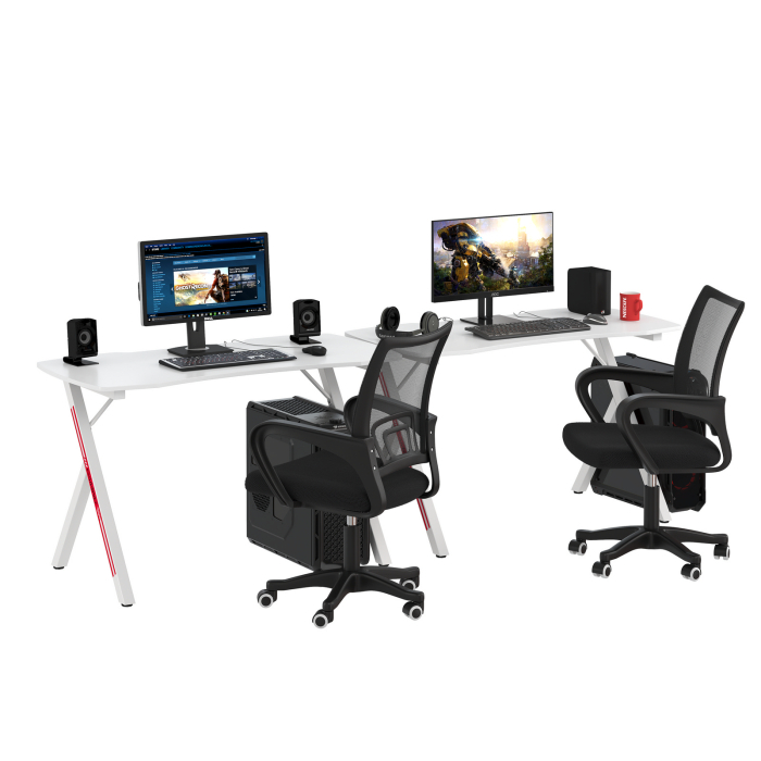 Прямые компьютерные столы, Два игровых стола Мебель--24 GT-2310 и два кресла компьютерных