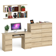 Домашние кабинеты, Комод Мори МК1200.10 со столом компьютерно-письменным и полкой сверху