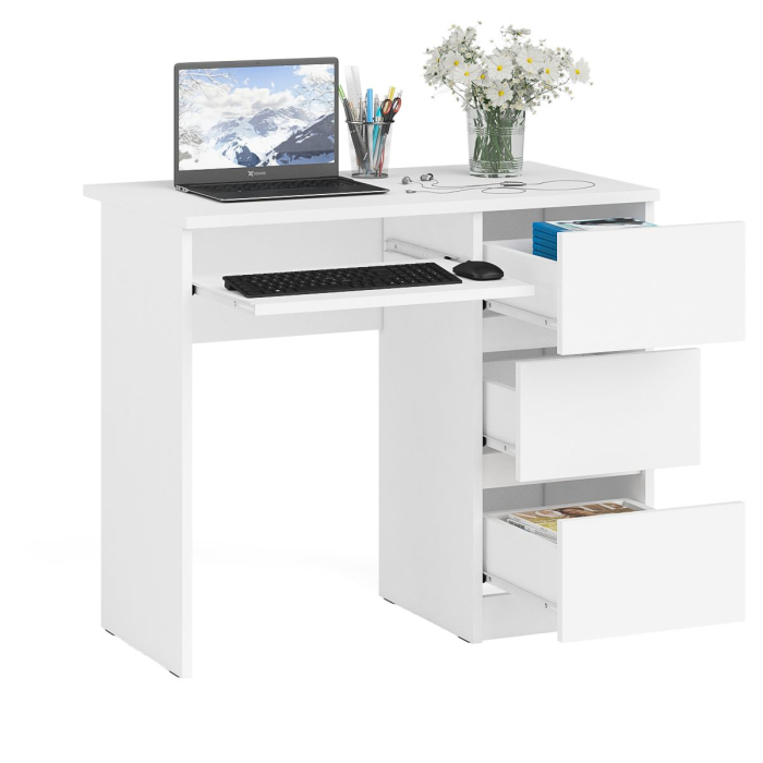 Детские столы, Стол компьютерный три ящика Мори МС-6 правый