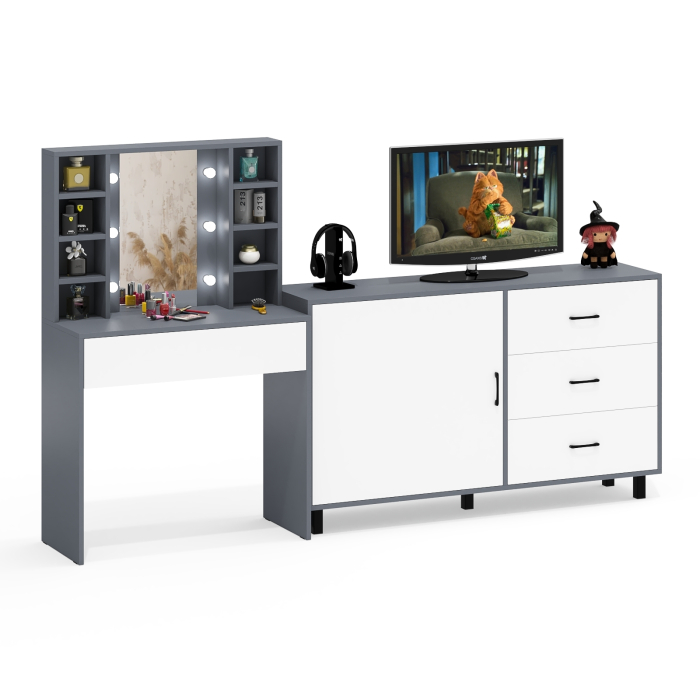 Туалетные столики, Столик туалетный с полочками и с подсветкой и комод 122-1504