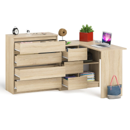 Комод Мори МК800 4-ре ящика с угловым компьютерным столом Мори МС-16 тумба слева