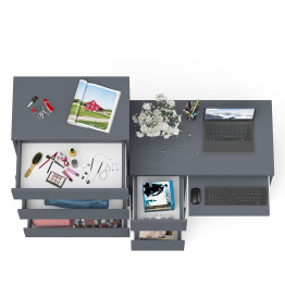 Комод высокий Мори МК700 5-ть ящиков и стол компьютерный Мори МС-6 левый