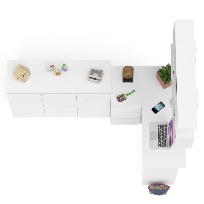 Домашние кабинеты, Стол компьютерный угловой Мори МС-16 левый с комодом МК1200.4 и навесной открытой полкой 1200