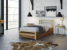 Кровати одноярусные, Односпальная кровать Титан 90 ящики дуб крафт табак