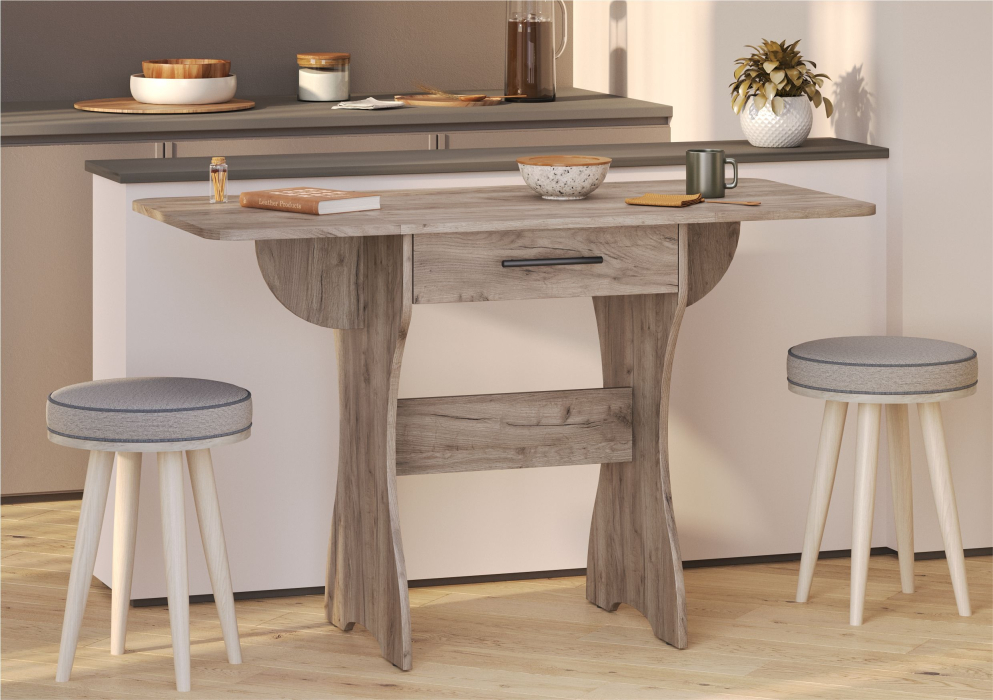 Обеденные столы, Стол обеденный раскладной с ящиком 6-02.120