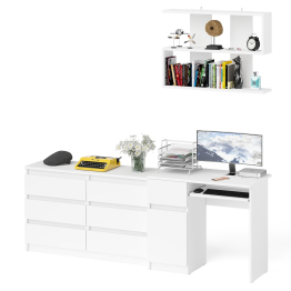 Большой комод на 6-ть ящиков Мори с компьютерным столом МС-1 левый и полка открытая на 900