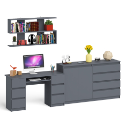 Стол для работы Мори МС-2 с книжной полкой на 1200 и комодом-тумбой МК1600.1