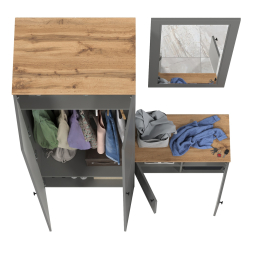 Тумба две дверки и шкаф для одежды с зеркалом Остин