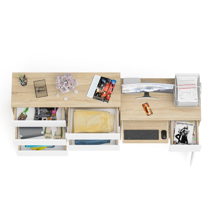 Компьютерные столы, Комод 8-мь ящиков Мори МК1200 и правый компьютерный стол Мори МС-1