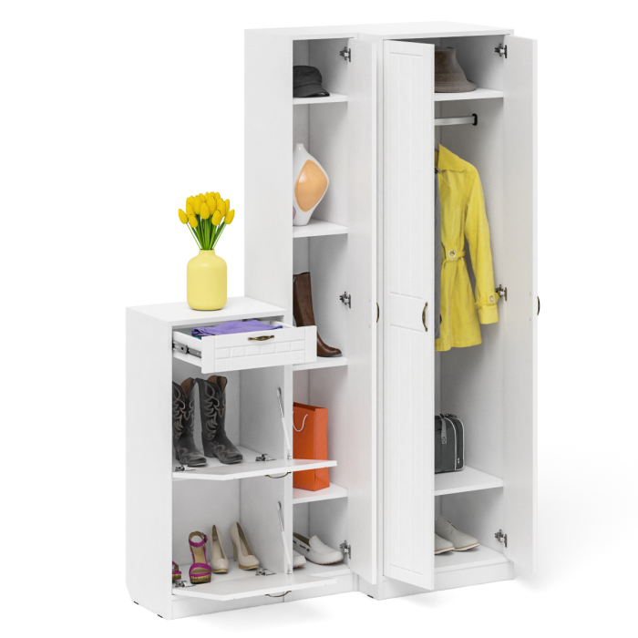 Прихожие, Обувница П-6 две секции с пеналом и шкафом № 28 МДФ фрезеровка прованс