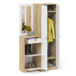 Зеркало для прихожей с обувницей и шкафом П-6 № 17 МДФ фрезеровка ромб