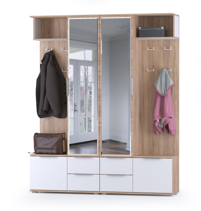 Прихожая, Прихожая Куба НМ № 17 с зеркалами и вешалкой для одежды