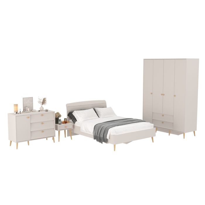 Спальные гарнитуры, Спальня Афина Сп30 с кроватью двуспальной 1400 с тумбочкой и комодом с дверкой