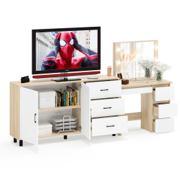 Косметический столик Сура с зеркалом и подсветкой и с тумбой-комодом 123-1604