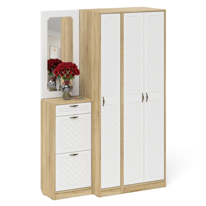 Прихожие, Модульная прихожая с зеркалом П-6-500 № 49 фрезеровка ромб