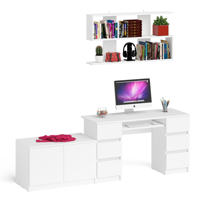 Домашние кабинеты, Стол компьютерный Мори МС-2 с верхней полкой и тумбой МА900.1