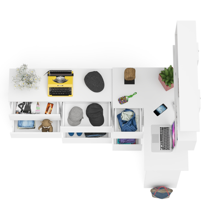 Домашние кабинеты, Стол компьютерный угловой МС-16 левый Мори с полкой для книг и широким комодом