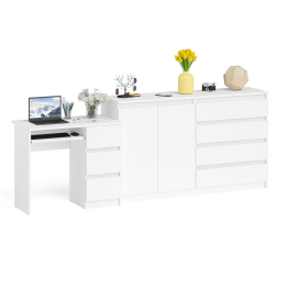 Комод-тумба Мори МК1600 четыре ящика и дверки со столом компьютерным МС-6 тумба справа