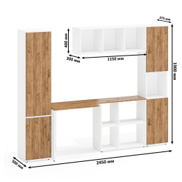 Рабочий стол-трансформер с полкой для папок и книг Лидер-8 и два пенала МД 21Б и пенал с нишей