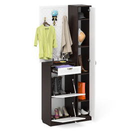 Тумба для обуви высокая с вешалкой и пеналом П-6 № 24 МДФ фрезеровка ромб