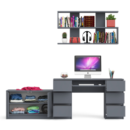 Стол компьютерный Мори МС-2 с верхней полкой и тумбой МА900.1