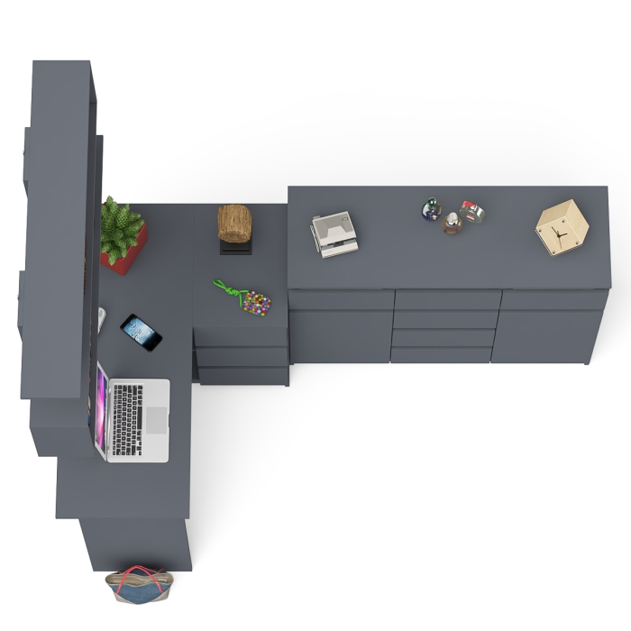 Домашние кабинеты, Угловой стол компьютерный Мори МС-16 правый с комодом МК1200.4 и открытой книжной полкой