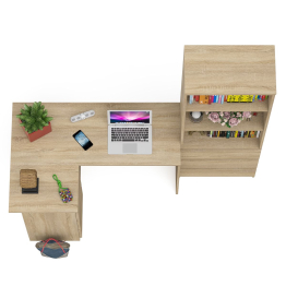 Стеллаж-комод Мори МСТ600 3 ящика и стол угловой компьютерный МС-16 левый