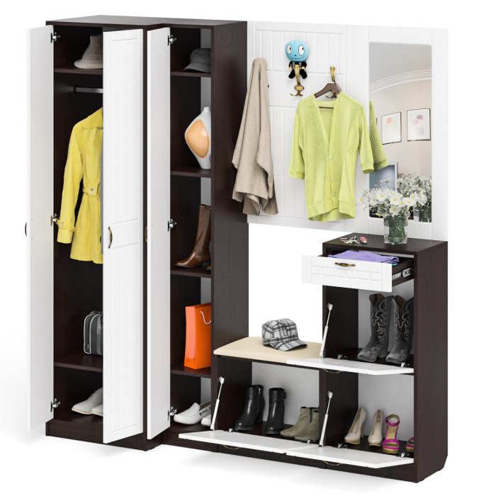 Прихожие, Полный набор мебели для прихожей П-6 компоновка № 31 МДФ фрезеровка прованс