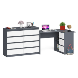 Компьютерный стол МС-16 правый с комодом МК1200 8 ящиков Мори