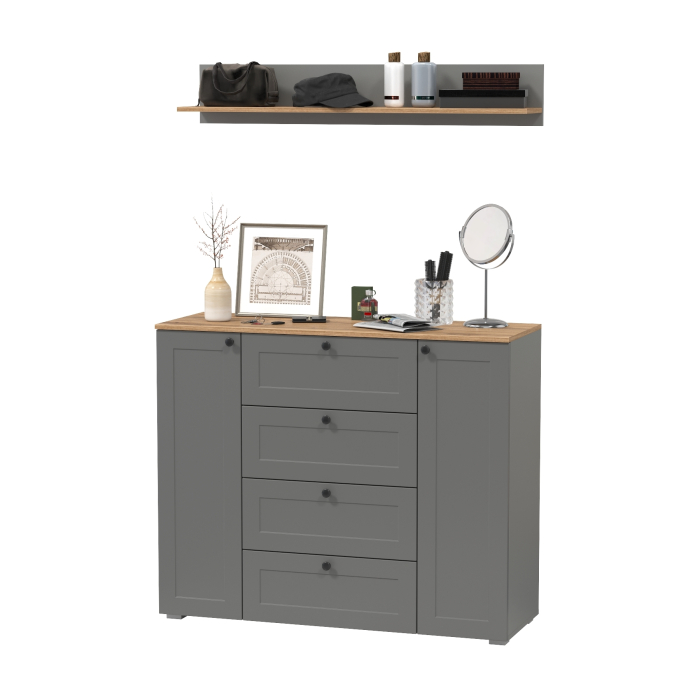 Прихожие, Остин комод четыре ящика и две дверки и полка навесная