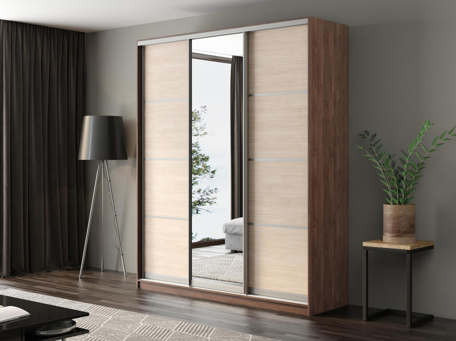 Шкафы-купе, Шкаф-купе Айсберг 200 ШАМОНИ ТЕМНЫЙ (шамони светлый/зеркало)