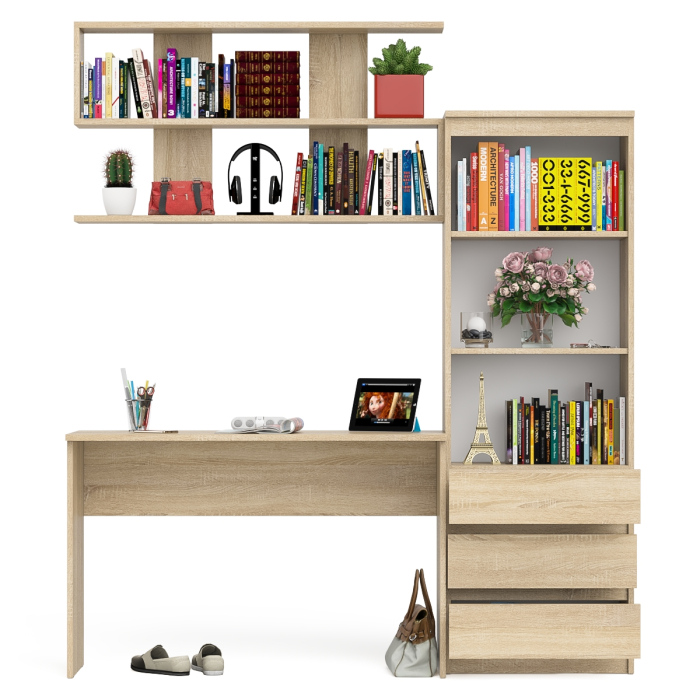Прямые компьютерные столы, Стеллаж-комод Мори с письменным столом на 1200 и навесной полкой на 1200