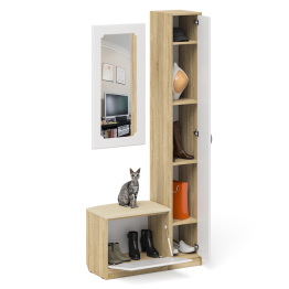 Обувница с сиденьем зеркало и пенал П-6 МДФ фрезеровка ромб