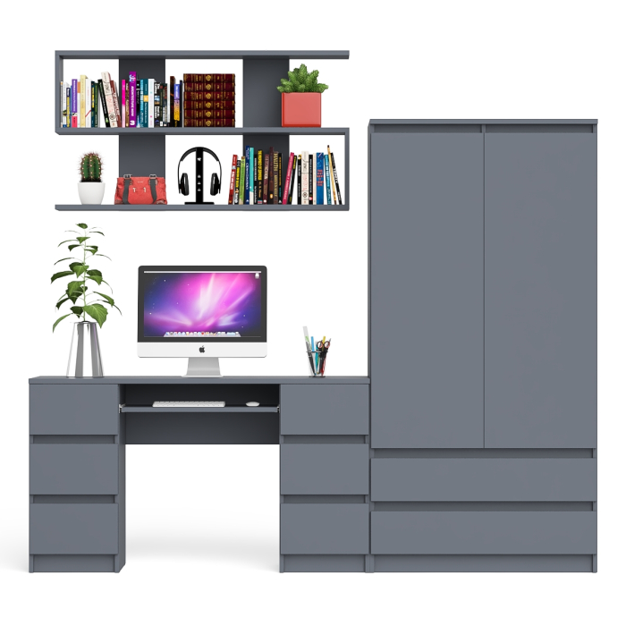 Домашние кабинеты, Шкаф-комод Мори МШ900.1 с письменным 2-х тумбовым столом МС-2 и полкой книжной
