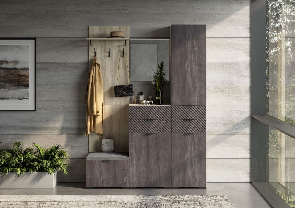 Шкафы распашные, Шкаф Шаде ШК-3415, дуб серый, черный ясень