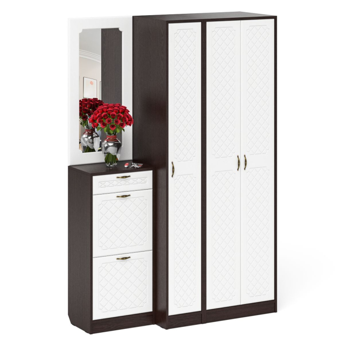 Прихожие, Модульная прихожая с зеркалом П-6-500 № 49 фрезеровка ромб