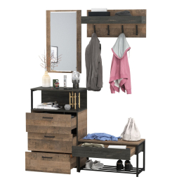 Обувница с сиденьем с комодом Трувор и зеркало с вешалкой
