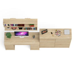 Комод Мори МК1200.10 со столом компьютерно-письменным и полкой сверху