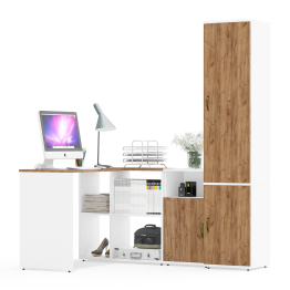 Стол компьютерный с пеналом с пятью полками и тумба с нишей Лидер-8