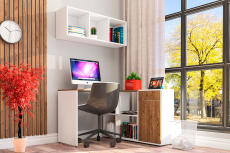 Домашние кабинеты, Компьютерный стол с открытой полкой и тумбой с дверкой Лидер-8