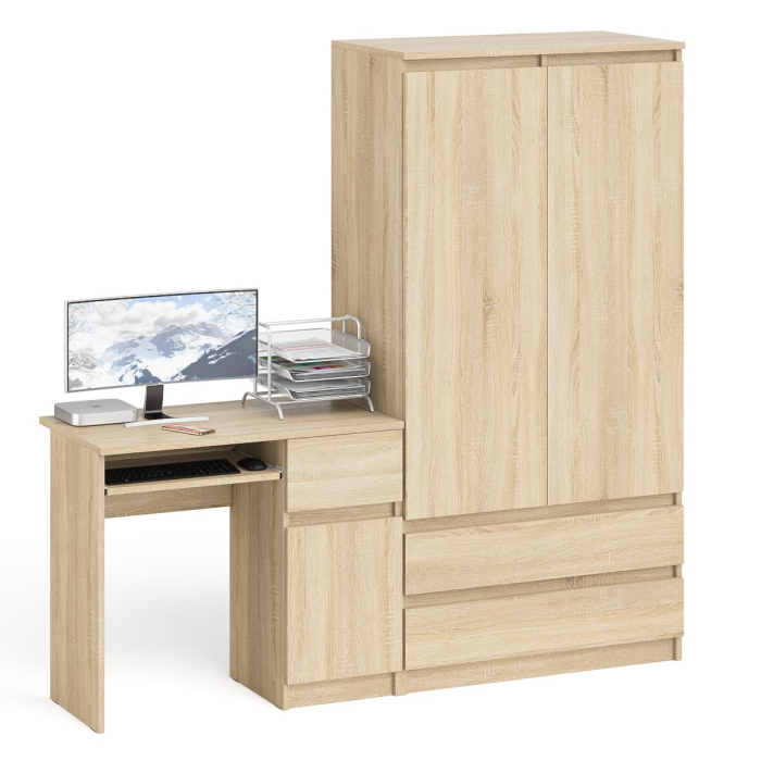 Компьютерные столы, Шкаф-комод Мори МШ900 2 ящика с компьютерным столом МС-1 правым Мори