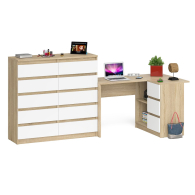 Компьютерные столы, Стол компьютерный МС-16 с тумбой справа и высокий комод на 10-ть ящиков Мори