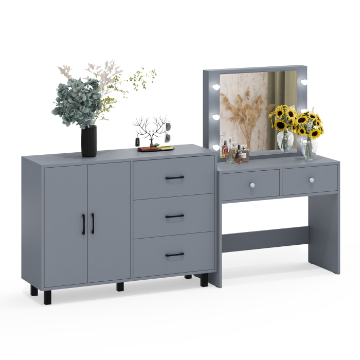 С зеркалом, Комод 123-1204 и косметический столик с подсветкой СТ-5