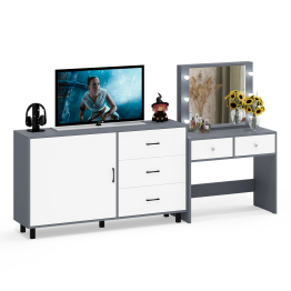 Косметический столик с лампочками СТ-5 и комод-тумба 122-1504