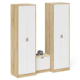 Два шкафа с дверками и обувница с сиденьем П-6 № 07 МДФ фрезеровка прованс